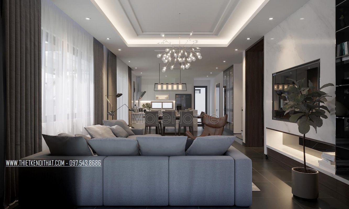 Thiết kế nội thất phòng khách biệt thự Ecopark 